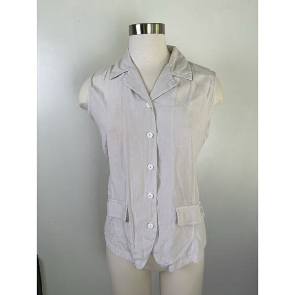 Vintage Anna & Frank Silk White Button Up Vest Capsule Classic Minimalist Staple - Picture 1 of 9